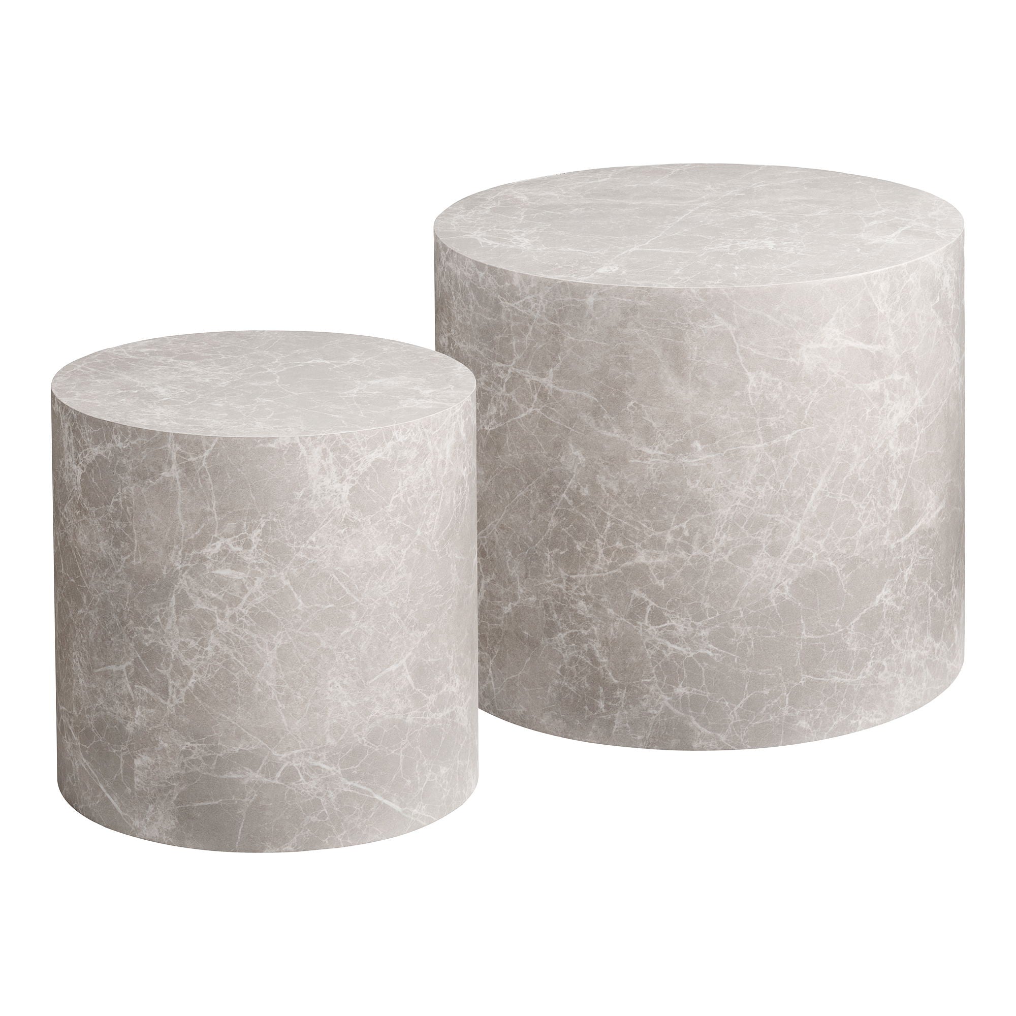 Prague Salontafels – Rond Beige Marmerlook Set van 2